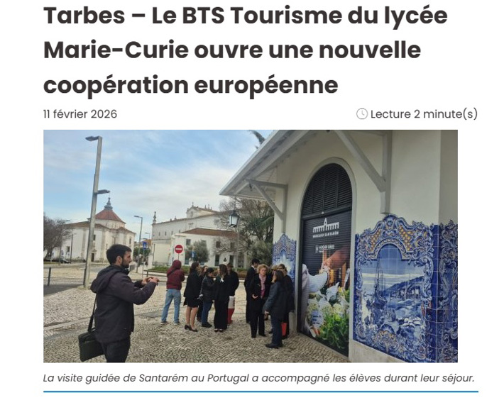 Mobilidade Erasmus+ na EPVT em destaque na imprensa francesa