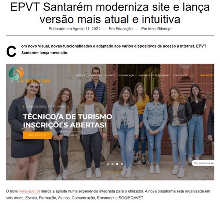 EPVT Santarém moderniza site e lança versão mais atual e intuitiva