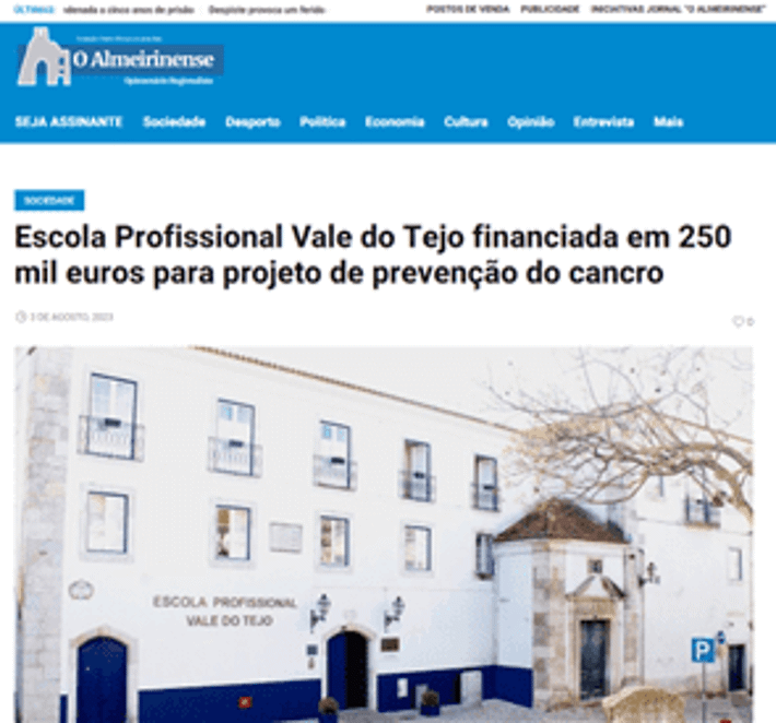 Escola Profissional Vale do Tejo financiada em 250 mil euros para projeto de prevenção do cancro